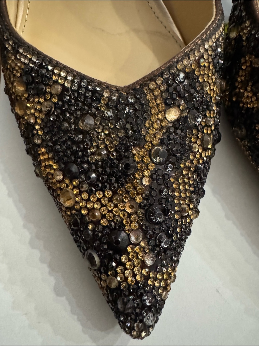 Brown Beaded Leopard-Print Slingback Heels Size 7.5 EUC - Picture 5 of 5